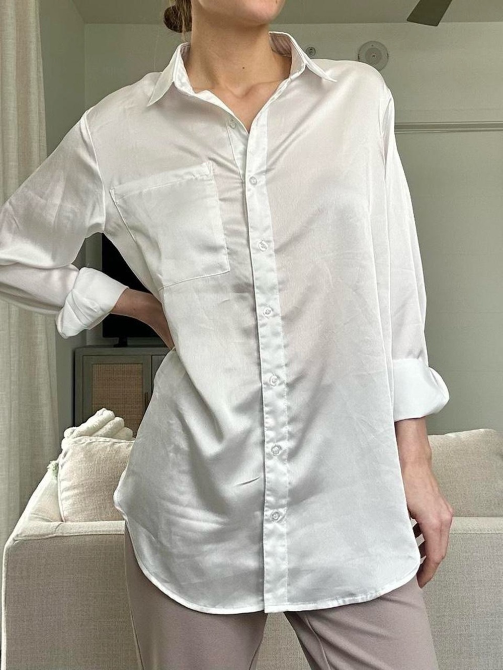 Satin oversized button down from Nasty Gal